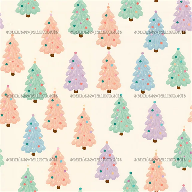 Seamless Pastel Christmas Tree Pattern — seamless tileable pattern