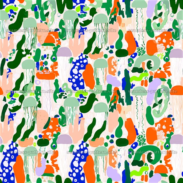 Funky maximalist seamless pattern with abstract shapes and colors — seamless tileable pattern