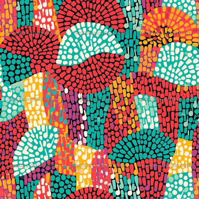 Colorful abstract shapes arranged in a seamless pattern — seamless tileable pattern