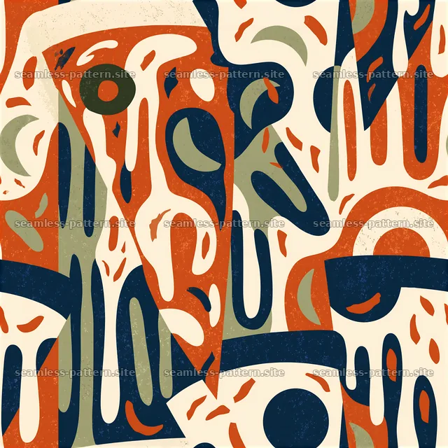 Colorful seamless pattern with pizza slices and abstract shapes — seamless tileable pattern