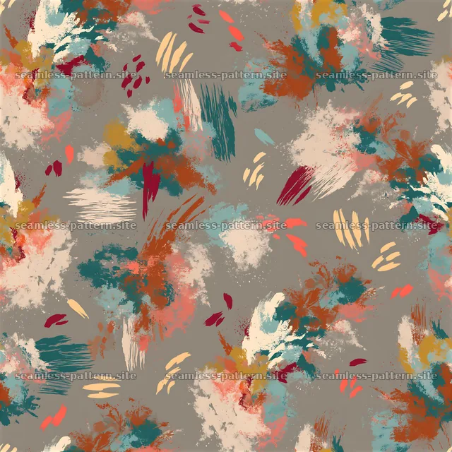 Abstract colorful splashes seamless pattern on warm neutral background — seamless tileable pattern