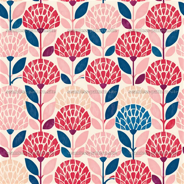 Floral seamless pattern with colorful motifs and simple layout — seamless tileable pattern