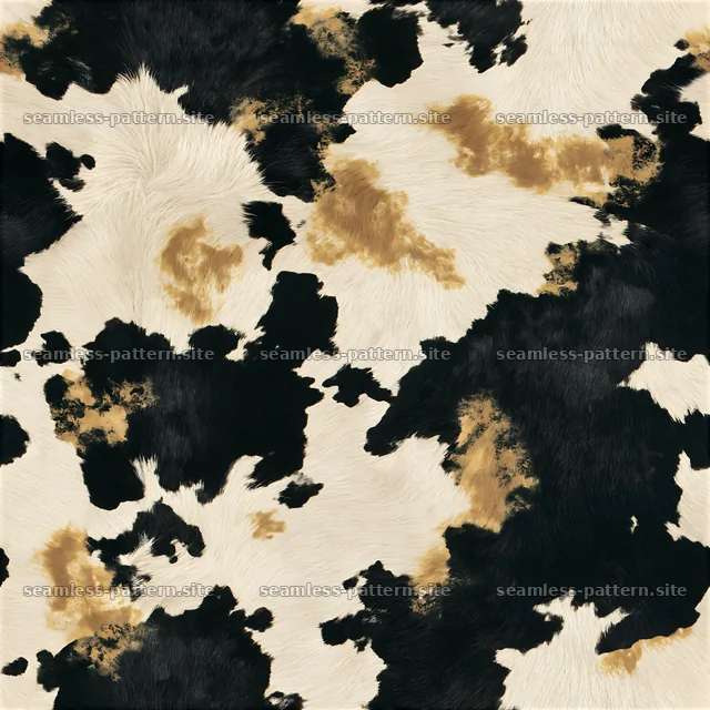 Seamless farmhouse cowhide texture with black and white spots — seamless tileable pattern