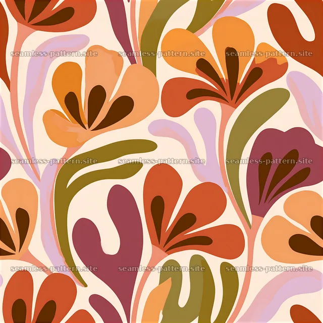 Abstract Floral Repeat Pattern in Warm Earthy Colors — seamless tileable pattern