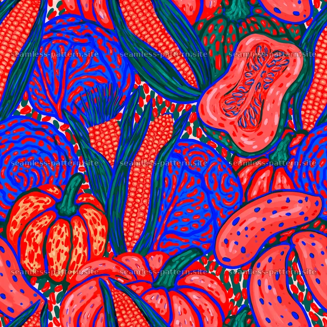 Colorful Vegetable Seamless Pattern with Tomatoes and Peppers — seamless tileable pattern