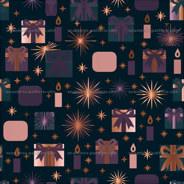 Colorful gift boxes and stars in seamless pattern design — seamless tileable pattern