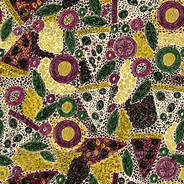Funky Food and Fruit Seamless Pattern — seamless tileable pattern