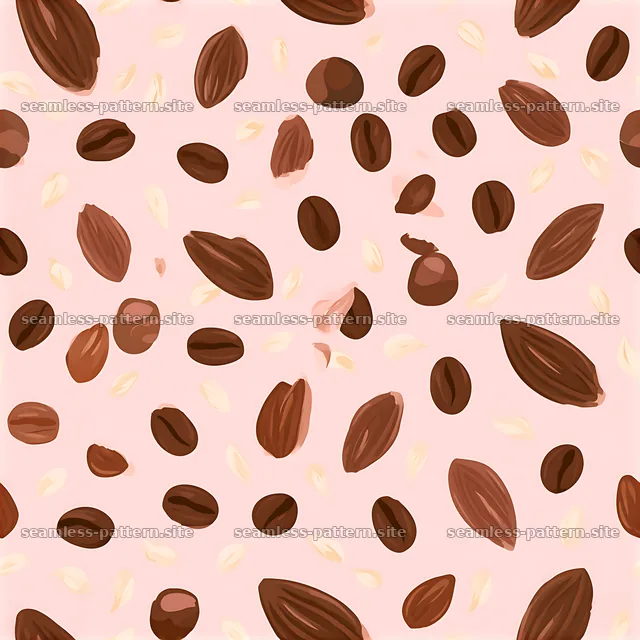 Seamless coffee beans and cocoa pods pattern — seamless tileable pattern
