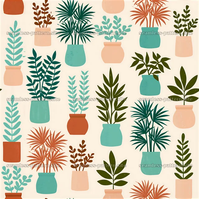 Cute potted plants seamless pattern — seamless tileable pattern