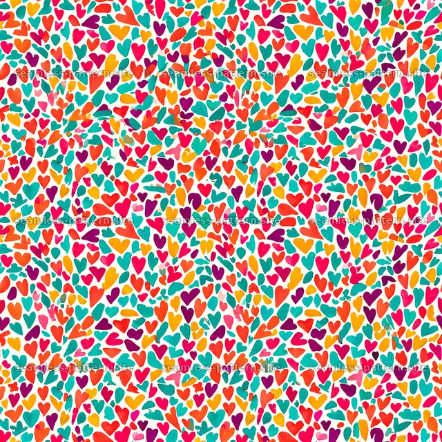 Colorful Watercolor Heart Seamless Pattern — seamless tileable pattern