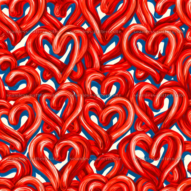 Bright heart outlines in red and blue seamless pattern — seamless tileable pattern