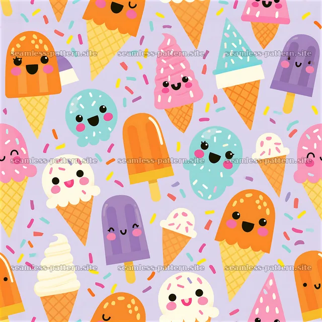 Playful ice cream and dessert seamless pattern for kids — seamless tileable pattern
