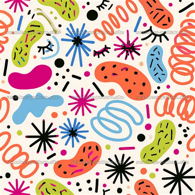 Funky Memphis abstract doodle seamless pattern — seamless tileable pattern