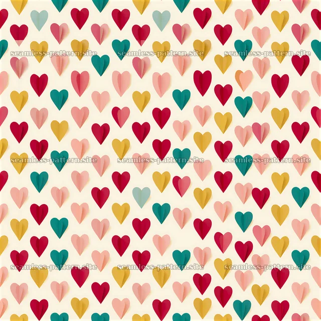 Colorful heart pattern with various heart shapes in multiple colors — seamless tileable pattern