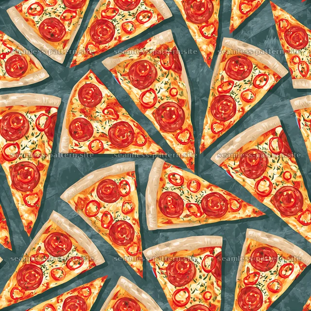 Seamless hot pizza pattern for fabric and wallpaper design — seamless tileable pattern