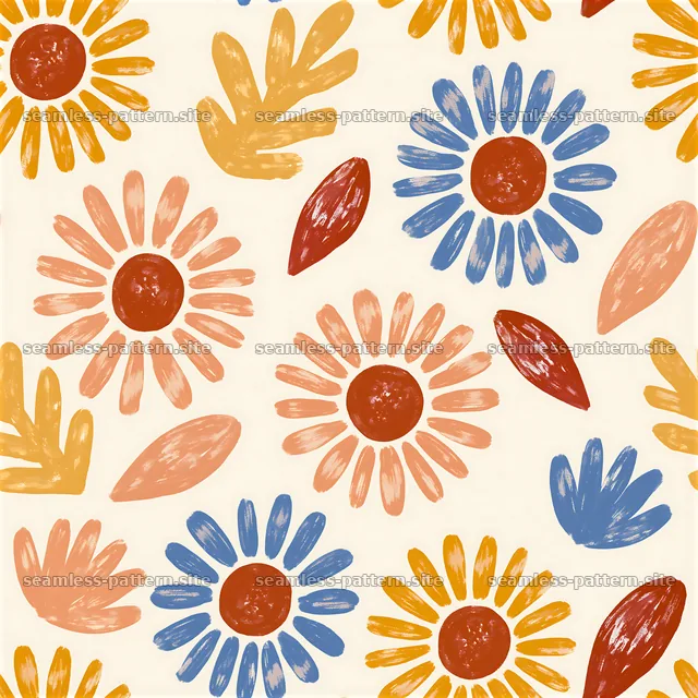 Colorful Hand-Painted Sunflower Seamless Pattern — seamless tileable pattern