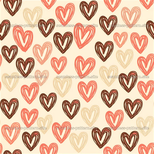 Colorful heart line art pattern in a seamless design — seamless tileable pattern