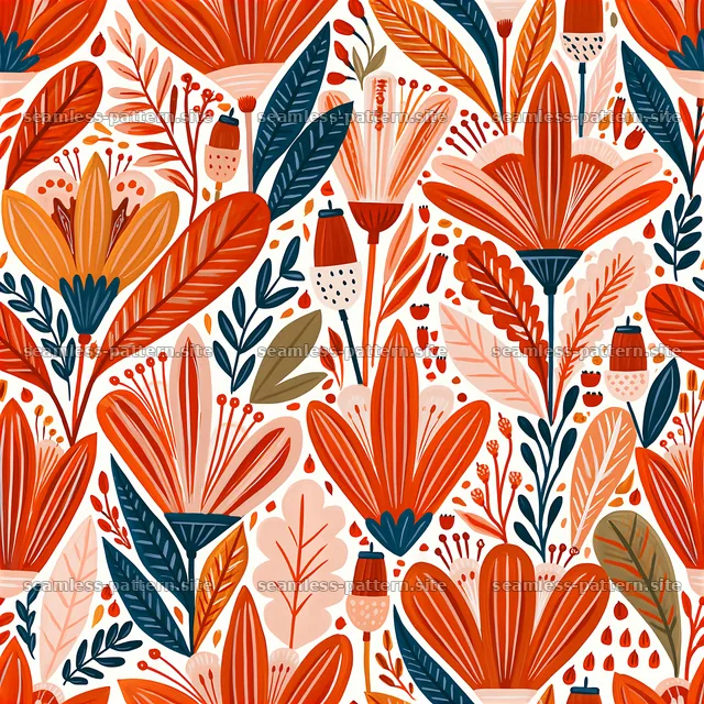 Colorful Gouache Botanical Seamless Pattern — seamless tileable pattern