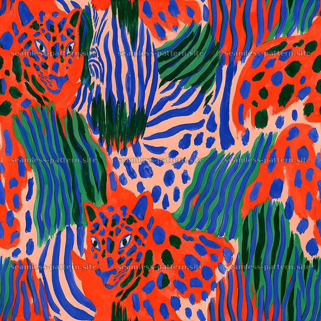 Colorful animal print with stripes and spots on light background — seamless tileable pattern