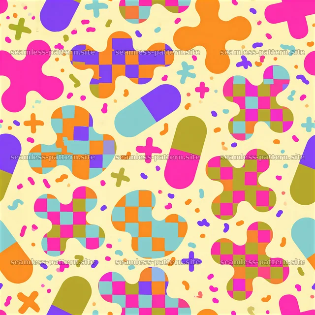 Colorful playful shapes on a light background in seamless design — seamless tileable pattern