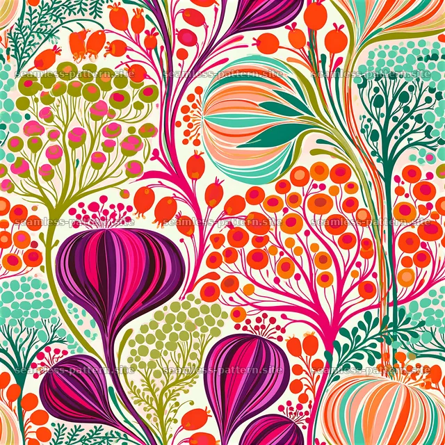 Colorful Wildflower Botanical Seamless Pattern — seamless tileable pattern