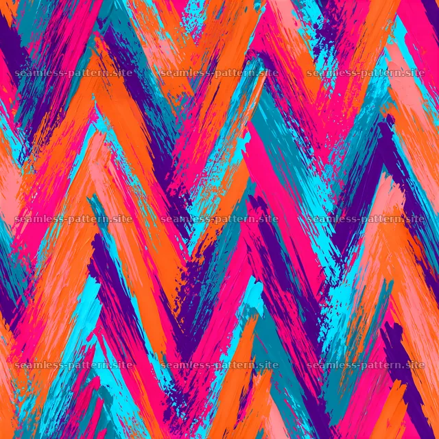 Colorful chevron pattern with brush strokes in bright shades — seamless tileable pattern