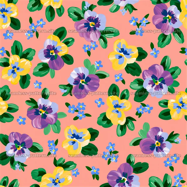 Painted flower seamless texture with vibrant blooms in various colors — seamless tileable pattern