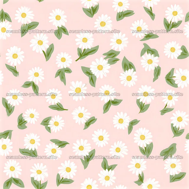 Cute Daisies on Pink Seamless Floral Pattern — seamless tileable pattern