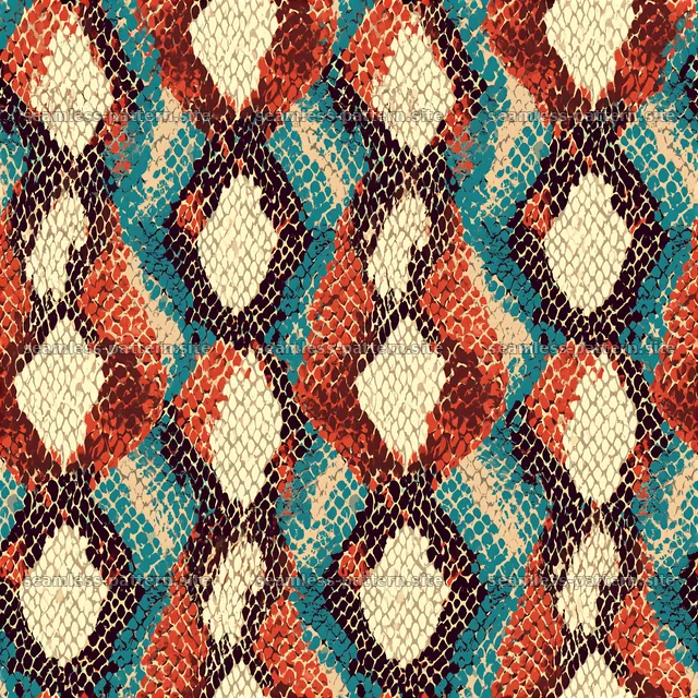 Seamless bohemian snake skin pattern with diamond shapes and colors — seamless tileable pattern