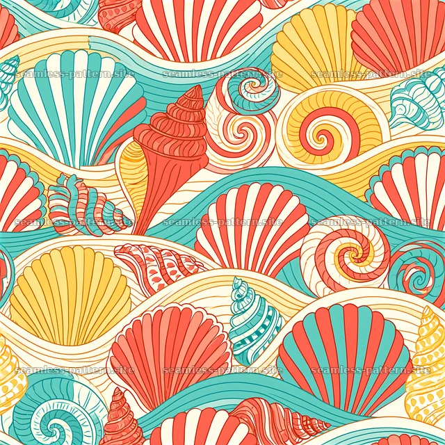 Colorful ocean shells seamless pattern — seamless tileable pattern