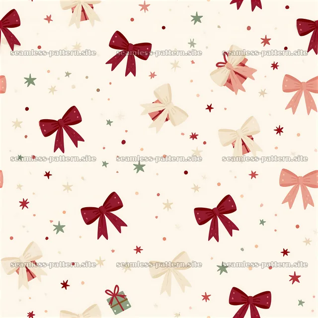 Colorful bows and stars seamless pattern on light background — seamless tileable pattern