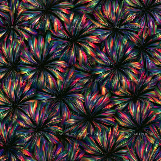 Vibrant rainbow petals tileable pattern with colorful floral shapes — seamless tileable pattern