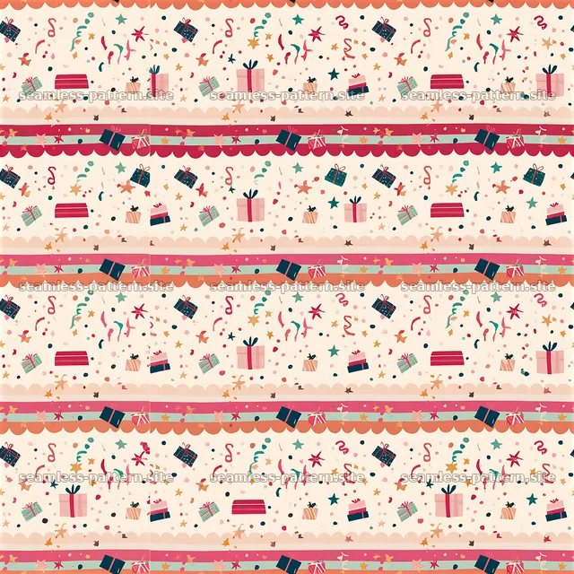 Birthday Celebration Gift and Confetti Seamless Pattern — seamless tileable pattern