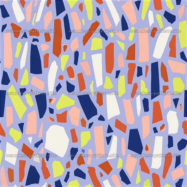 Colorful terrazzo pattern with abstract shapes and bright colors — seamless tileable pattern