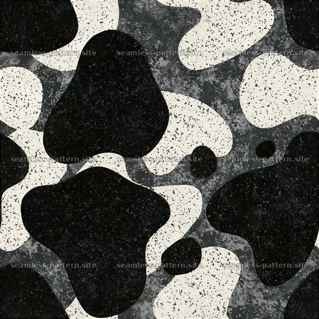 Seamless high contrast cowhide pattern with black and white shapes — seamless tileable pattern