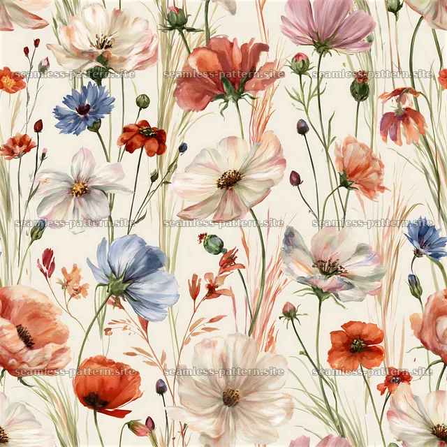 Colorful Wildflower Seamless Pattern — seamless tileable pattern
