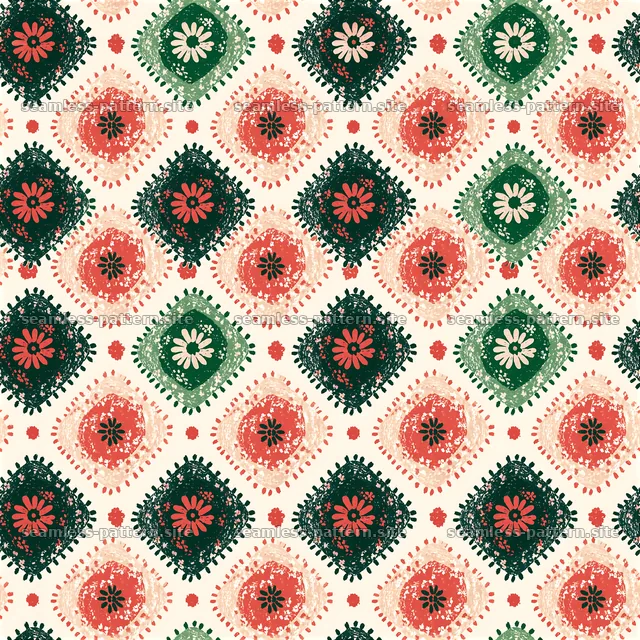 Colorful Floral Medallion Quilt Seamless Pattern — seamless tileable pattern
