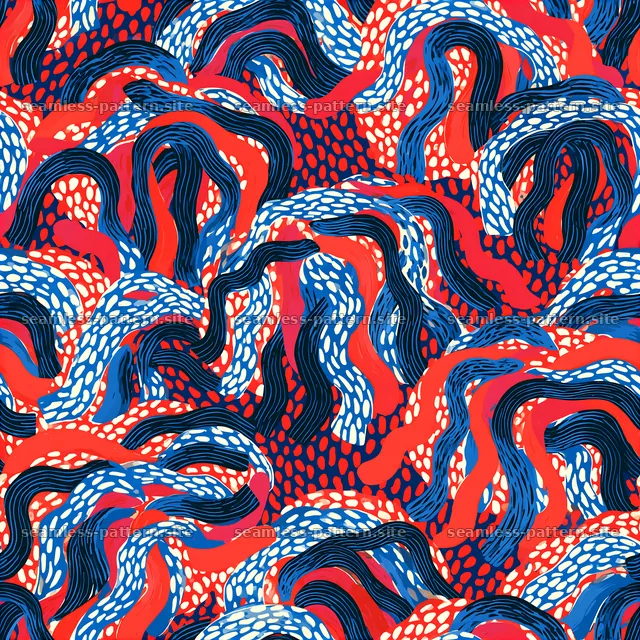 Colorful abstract pattern with flowing lines and shapes — seamless tileable pattern