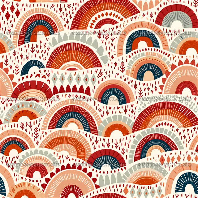 Colorful Boho Rainbow Arch Seamless Pattern — seamless tileable pattern