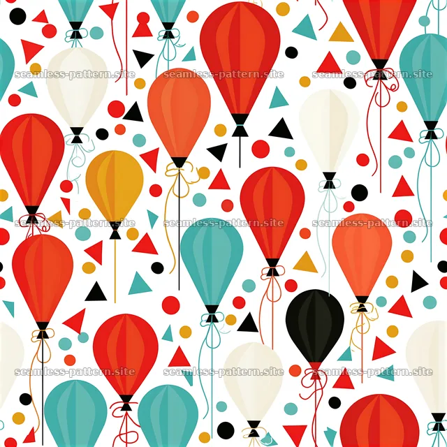 Colorful balloons with shapes in a fun seamless design — seamless tileable pattern