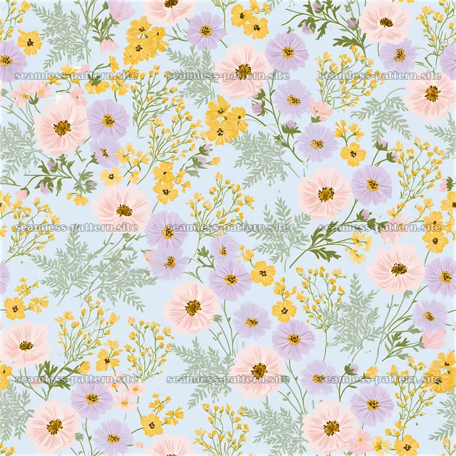 Dense flower repeating pattern fills the surface with delicate details — seamless tileable pattern