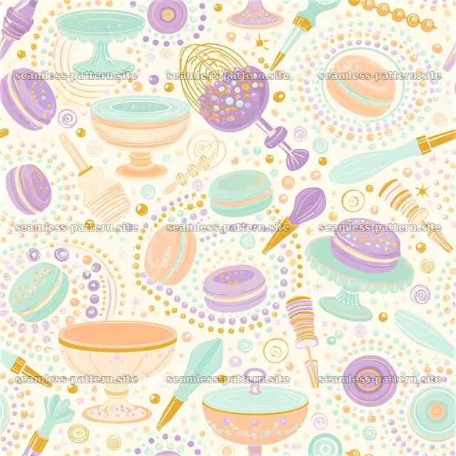 Colorful baking tools and treats seamless pattern — seamless tileable pattern