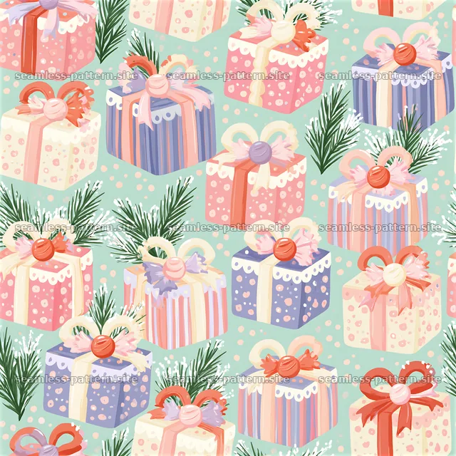 Ornate Christmas Gift Boxes Seamless Pattern — seamless tileable pattern