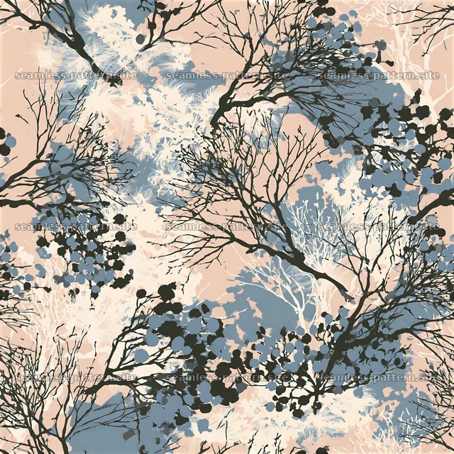 Seamless camouflage pattern with winter branches and soft colors — seamless tileable pattern