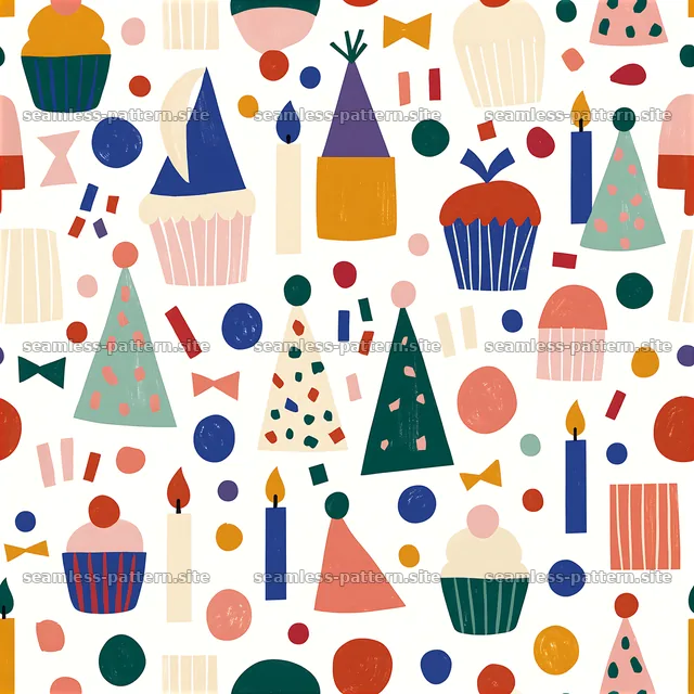 Colorful birthday celebration seamless pattern with festive elements — seamless tileable pattern