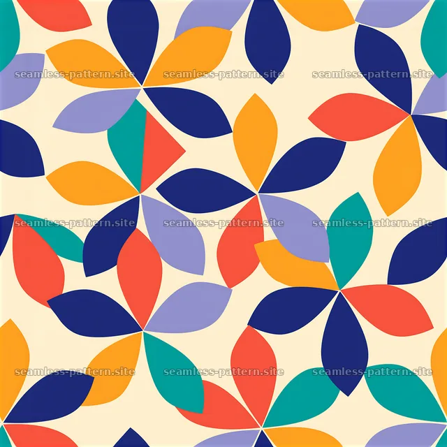 Colorful geometric petals pattern with vibrant shapes and colors — seamless tileable pattern
