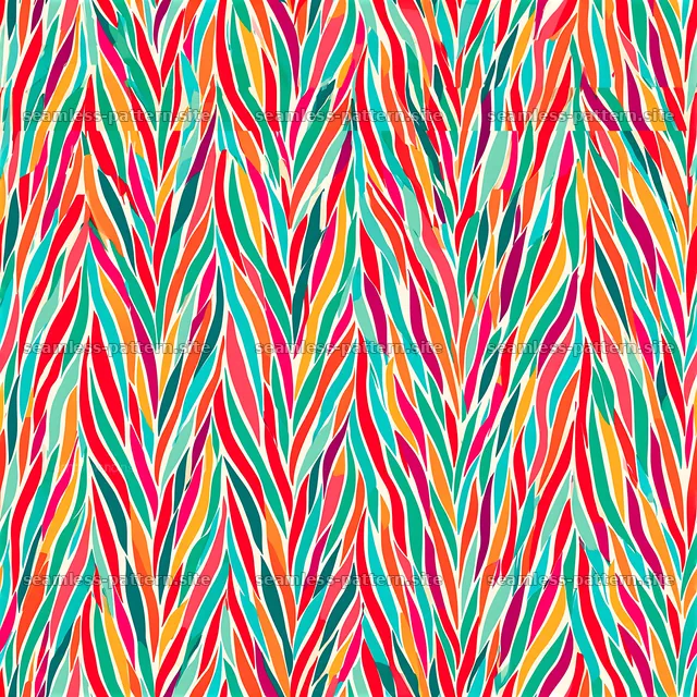 Colorful stripes pattern with wavy lines in vibrant colors — seamless tileable pattern
