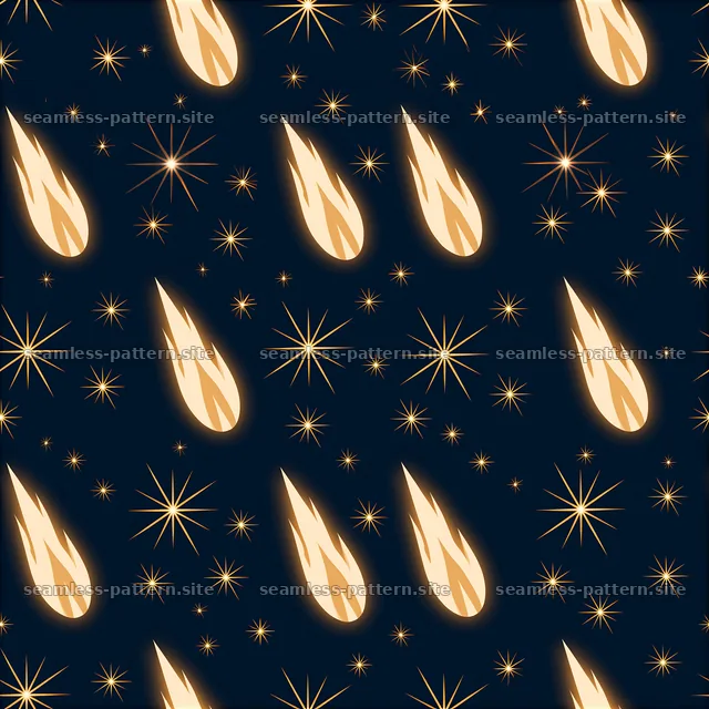 Seamless pattern of candle flames and delicate starbursts — seamless tileable pattern