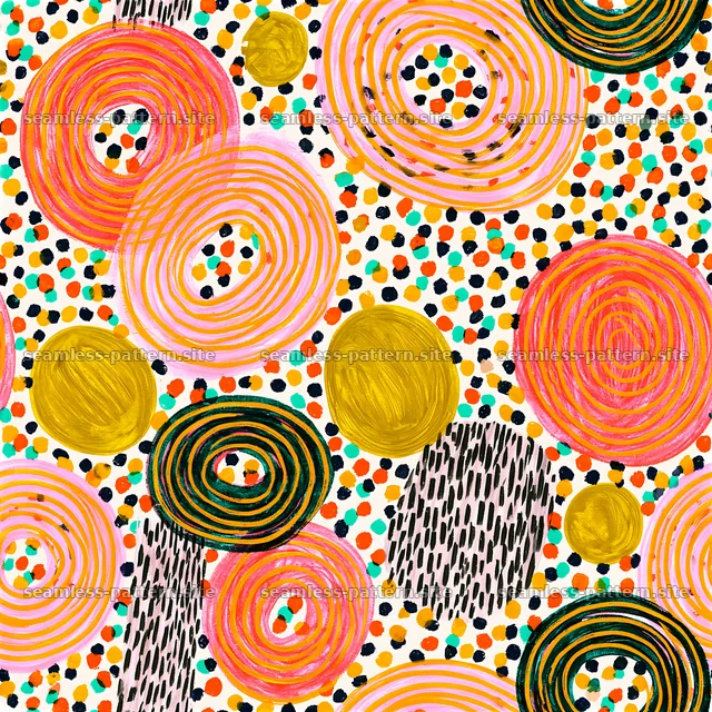 Colorful circles and dots in a seamless pattern — seamless tileable pattern