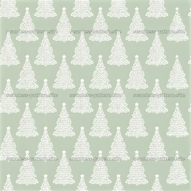 Seamless cute Christmas tree pattern on soft green background — seamless tileable pattern